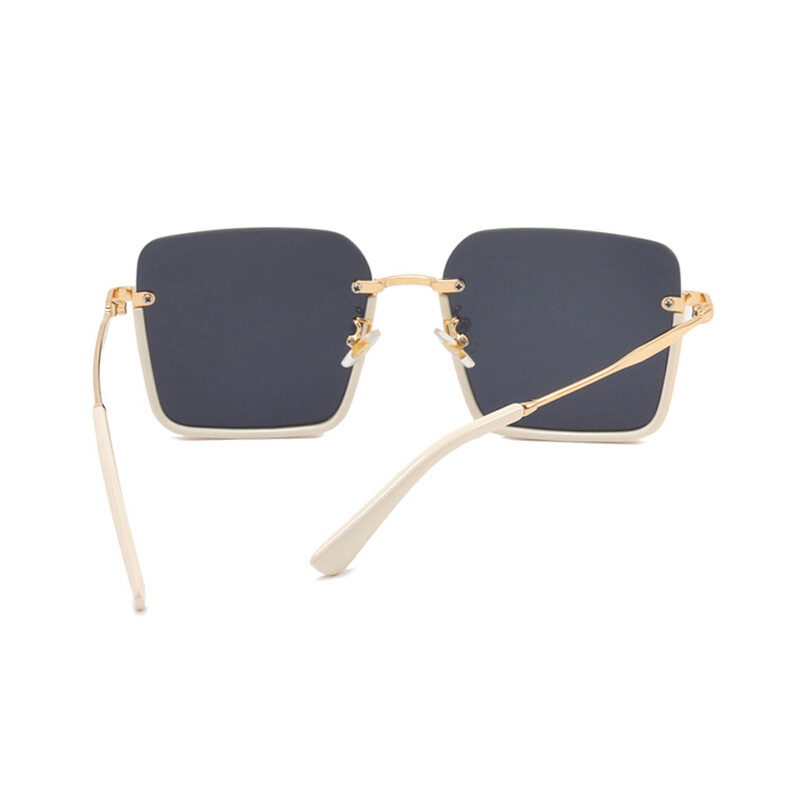 Modes Lielizmēra kvadrātveida saulesbrilles sievietēm Zīmols Retro liela rāmja saulesbrilles sievietēm Metāla daļēji bezmalas dizainers Oculos De Sol