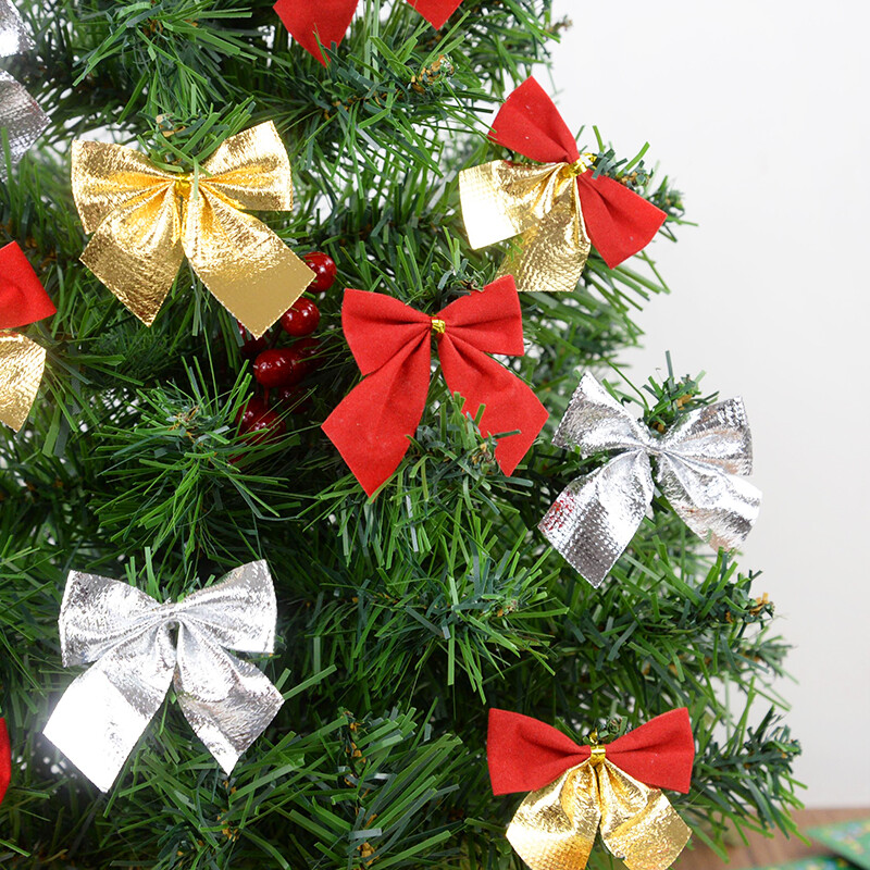 12/24db karácsonyi masni piros arany mini karácsonyfa csokorcsomós medál díszek lakberendezéshez Navidad újévi parti barkács ajándékok