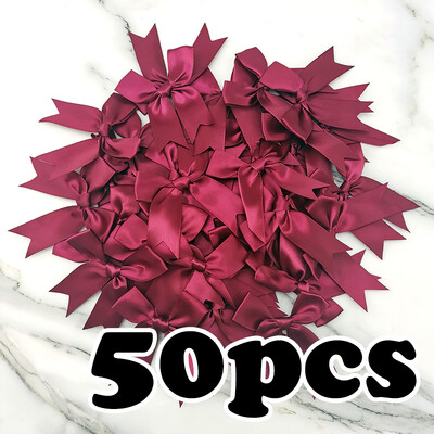 (50 vnt./pak.) 85*85mm Šviežios rožinės juostelės lankeliai mažo dydžio satino juostelės lankeliai su gėlėmis amatų dekoravimas rankų darbo „pasidaryk pats“ vakarėlio dekoravimas