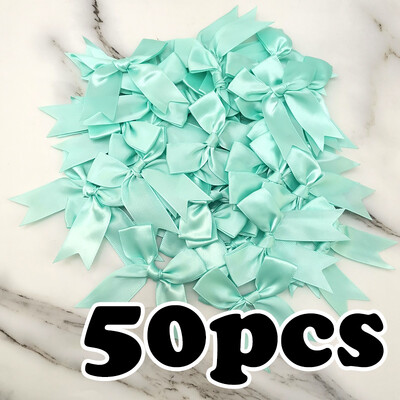 (50 vnt./pak.) 85*85mm Šviežios rožinės juostelės lankeliai mažo dydžio satino juostelės lankeliai su gėlėmis amatų dekoravimas rankų darbo „pasidaryk pats“ vakarėlio dekoravimas