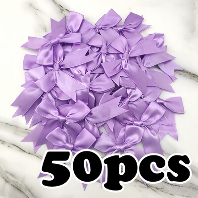 (50 vnt./pak.) 85*85mm Šviežios rožinės juostelės lankeliai mažo dydžio satino juostelės lankeliai su gėlėmis amatų dekoravimas rankų darbo „pasidaryk pats“ vakarėlio dekoravimas