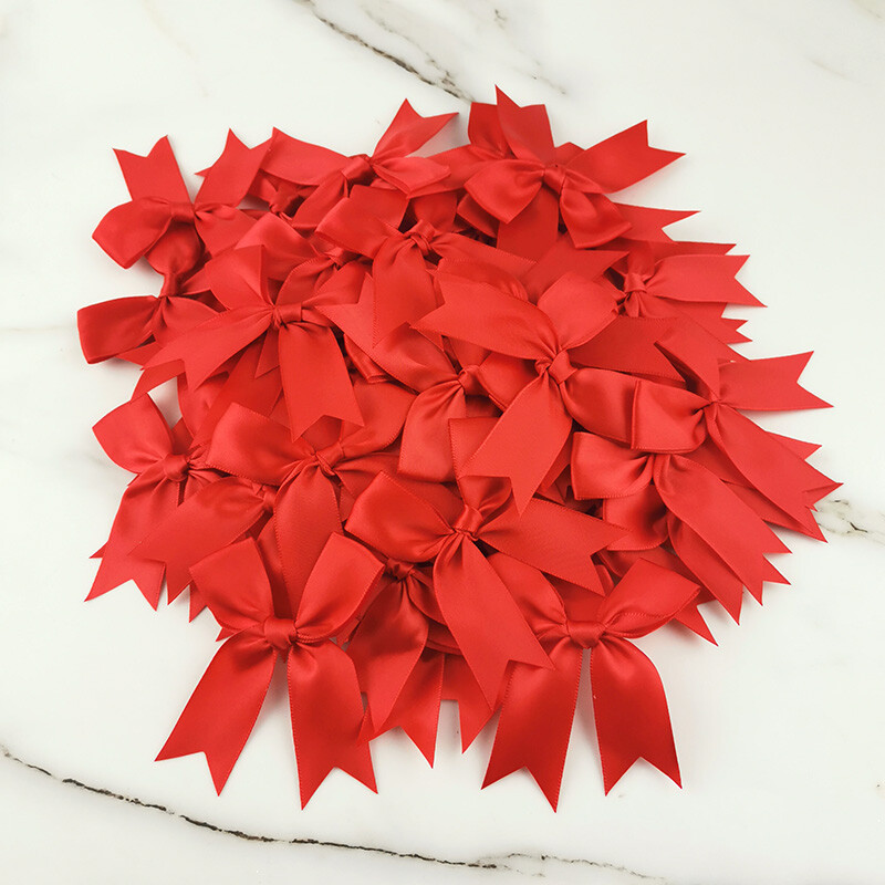 (50 vnt./pak.) 85*85mm Šviežios rožinės juostelės lankeliai mažo dydžio satino juostelės lankeliai su gėlėmis amatų dekoravimas rankų darbo „pasidaryk pats“ vakarėlio dekoravimas