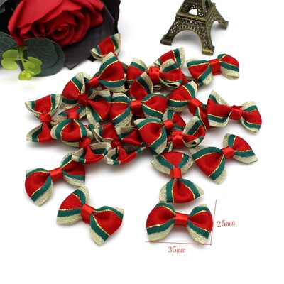 50 τμχ/ παρτίδα Χριστουγεννιάτικη κορδέλα παπιγιόν με στάμπα ρολό κορδέλας χειροποίητο DIY Διακόσμηση συσκευασίας δώρου Φιόγκος μίνι φιόγκοι Χειροτεχνία