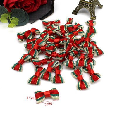 50 τμχ/ παρτίδα Χριστουγεννιάτικη κορδέλα παπιγιόν με στάμπα ρολό κορδέλας χειροποίητο DIY Διακόσμηση συσκευασίας δώρου Φιόγκος μίνι φιόγκοι Χειροτεχνία