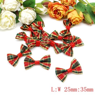 50 τμχ/ παρτίδα Χριστουγεννιάτικη κορδέλα παπιγιόν με στάμπα ρολό κορδέλας χειροποίητο DIY Διακόσμηση συσκευασίας δώρου Φιόγκος μίνι φιόγκοι Χειροτεχνία