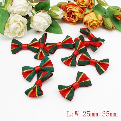 50 τμχ/ παρτίδα Χριστουγεννιάτικη κορδέλα παπιγιόν με στάμπα ρολό κορδέλας χειροποίητο DIY Διακόσμηση συσκευασίας δώρου Φιόγκος μίνι φιόγκοι Χειροτεχνία