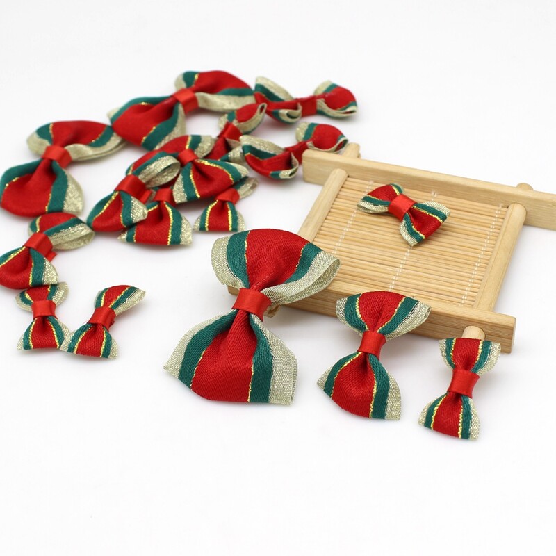 50 τμχ/ παρτίδα Χριστουγεννιάτικη κορδέλα παπιγιόν με στάμπα ρολό κορδέλας χειροποίητο DIY Διακόσμηση συσκευασίας δώρου Φιόγκος μίνι φιόγκοι Χειροτεχνία