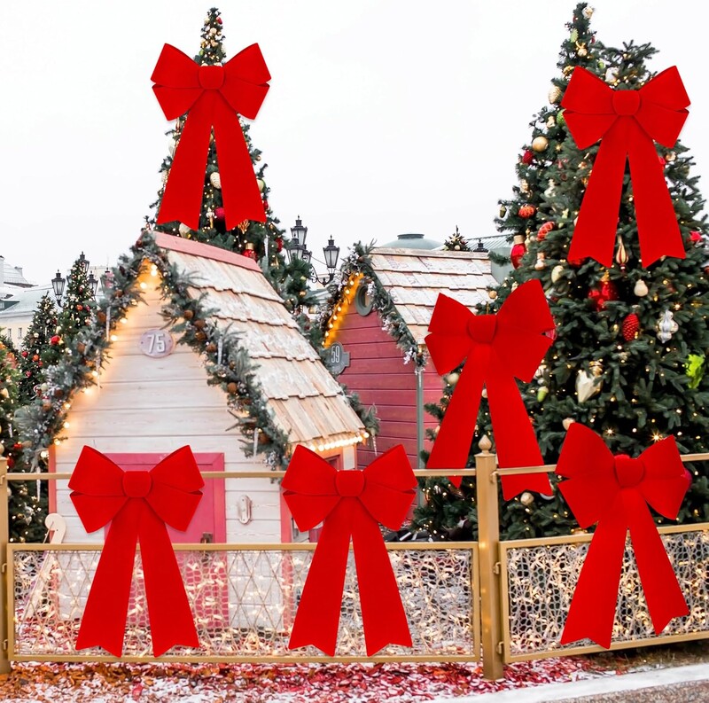 Kalėdinis lankelis Raudonas lankas Kalėdų eglutės apdailinimas Ornamentas Didelis vainikas Lankai durų sienelės pakabukas Naujųjų metų Kalėdų vakarėlio dekoravimas