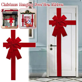 Xmas Large Red Organza Φιόγκος DIY Χριστουγεννιάτικη διακόσμηση μπροστινής πόρτας Κρεμαστός φιόγκος Γάμος Παραδοσιακός έτοιμος φιόγκος πόρτας Πρωτοχρονιάτικο ντεκόρ