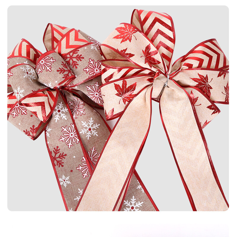 Pārrobežu jauns stils, divslāņu Ziemassvētku bantītes kulons, Ziemassvētku eglīšu rotājumi Ziemassvētku rotājumi, lina liela bantīte