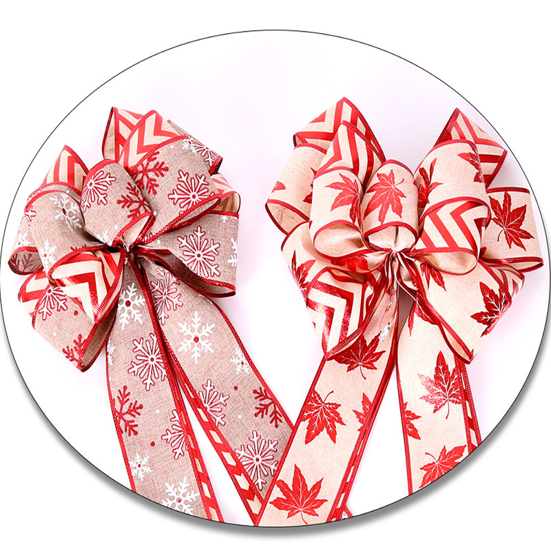 Pārrobežu jauns stils, divslāņu Ziemassvētku bantītes kulons, Ziemassvētku eglīšu rotājumi Ziemassvētku rotājumi, lina liela bantīte