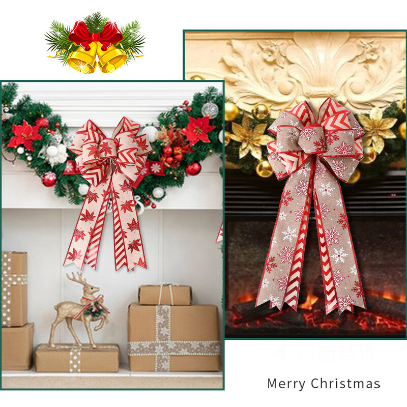 Pārrobežu jauns stils, divslāņu Ziemassvētku bantītes kulons, Ziemassvētku eglīšu rotājumi Ziemassvētku rotājumi, lina liela bantīte