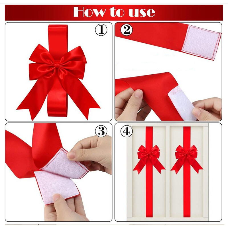 Karácsonyi szekrényajtó szalag nagy masni piros zöld karácsonyi ünnepi koszorú masni karácsonyfa szekrény buli dekorációs kellék