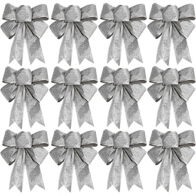 12/1db Csillogó karácsonyi masni karácsonyfa szalag csokorcsomó függő medál díszek újévi nyaralóház dekorációhoz ajándékok