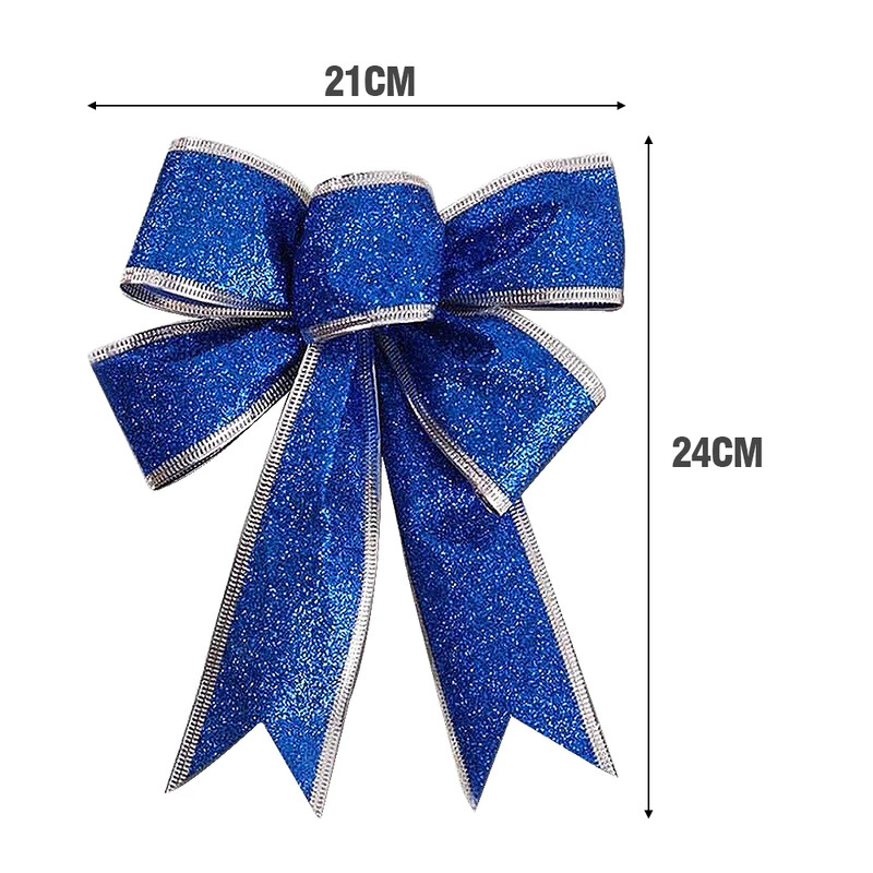 12/1db Csillogó karácsonyi masni karácsonyfa szalag csokorcsomó függő medál díszek újévi nyaralóház dekorációhoz ajándékok