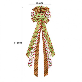 Коледно дърво Topper Wreath Bow Голяма червена зелена точка Коледен подарък Bow Winter Bow Knot Decoration for Holiday Home Party Decor