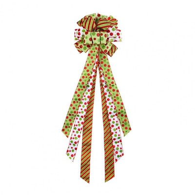 Arc de coroană pentru copac de Crăciun, fundă mare, roșu, verde, cadou de Crăciun, fundă de iarnă, cu nod, pentru decorarea casei de vacanță pentru petrecere