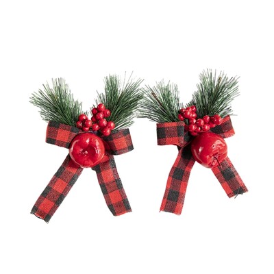 Σετ 2 πολύχρωμα παπιγιόν για χριστουγεννιάτικη διακόσμηση κόμπος πεταλούδα για κρεμάστρα μπροστινής πόρτας Εσωτερικού εξωτερικού χώρου γιορτινό στολίδι