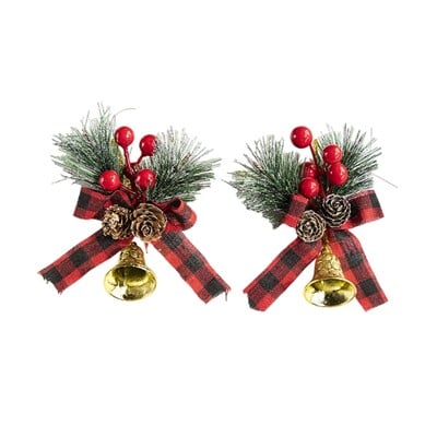 Σετ 2 πολύχρωμα παπιγιόν για χριστουγεννιάτικη διακόσμηση κόμπος πεταλούδα για κρεμάστρα μπροστινής πόρτας Εσωτερικού εξωτερικού χώρου γιορτινό στολίδι