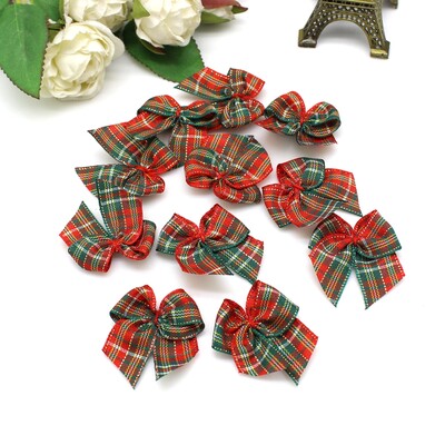 (30 vnt.) 3,5 * 3,5 cm kalėdiniai lankeliai su juostele Mažo dydžio poliesterio satino juostelės lanko gėlė „pasidaryk pats“ amatų dekoravimas