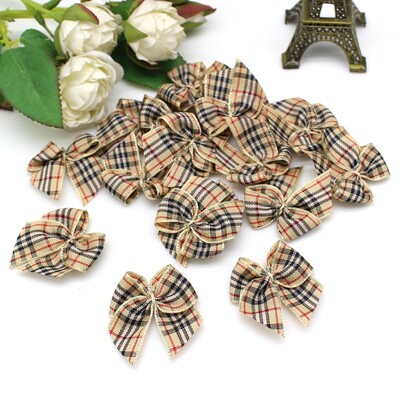 (30 vnt.) 3,5 * 3,5 cm kalėdiniai lankeliai su juostele Mažo dydžio poliesterio satino juostelės lanko gėlė „pasidaryk pats“ amatų dekoravimas