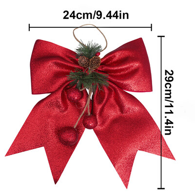 Didelis raudonas lankelis, blizgantis Kalėdų kaspinas Bowknot Kalėdų eglutės kabantys papuošalai Naujųjų metų namų židinio dekoravimo dovana Navidad 2024
