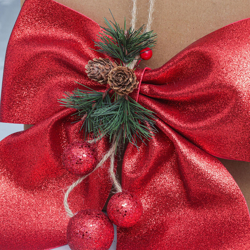 Didelis raudonas lankelis, blizgantis Kalėdų kaspinas Bowknot Kalėdų eglutės kabantys papuošalai Naujųjų metų namų židinio dekoravimo dovana Navidad 2024