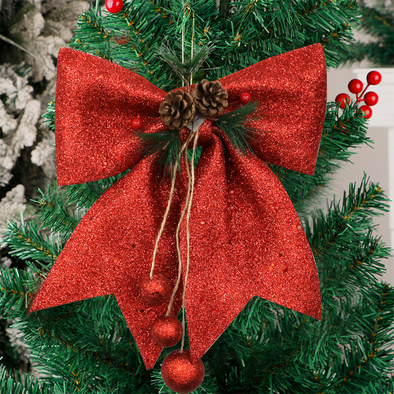 Didelis raudonas lankelis, blizgantis Kalėdų kaspinas Bowknot Kalėdų eglutės kabantys papuošalai Naujųjų metų namų židinio dekoravimo dovana Navidad 2024