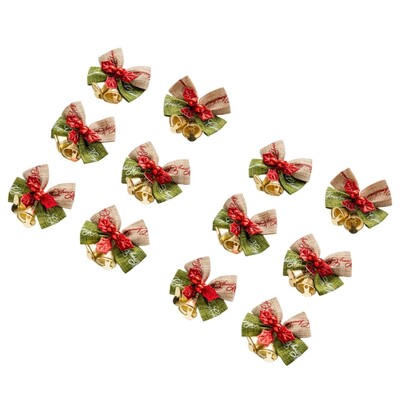 Božićne mašne sa zvončićima od 12 komada Ukrasi s mašnama za božićno drvce za ukrase za božićne vijence Pokloni zamatanje obrta