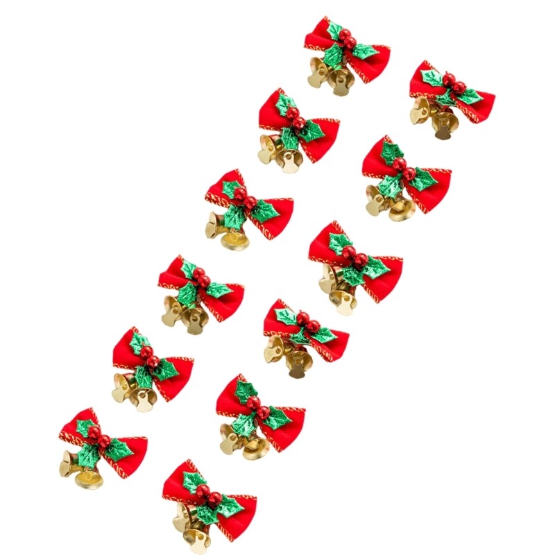Božićne mašne sa zvončićima od 12 komada Ukrasi s mašnama za božićno drvce za ukrase za božićne vijence Pokloni zamatanje obrta