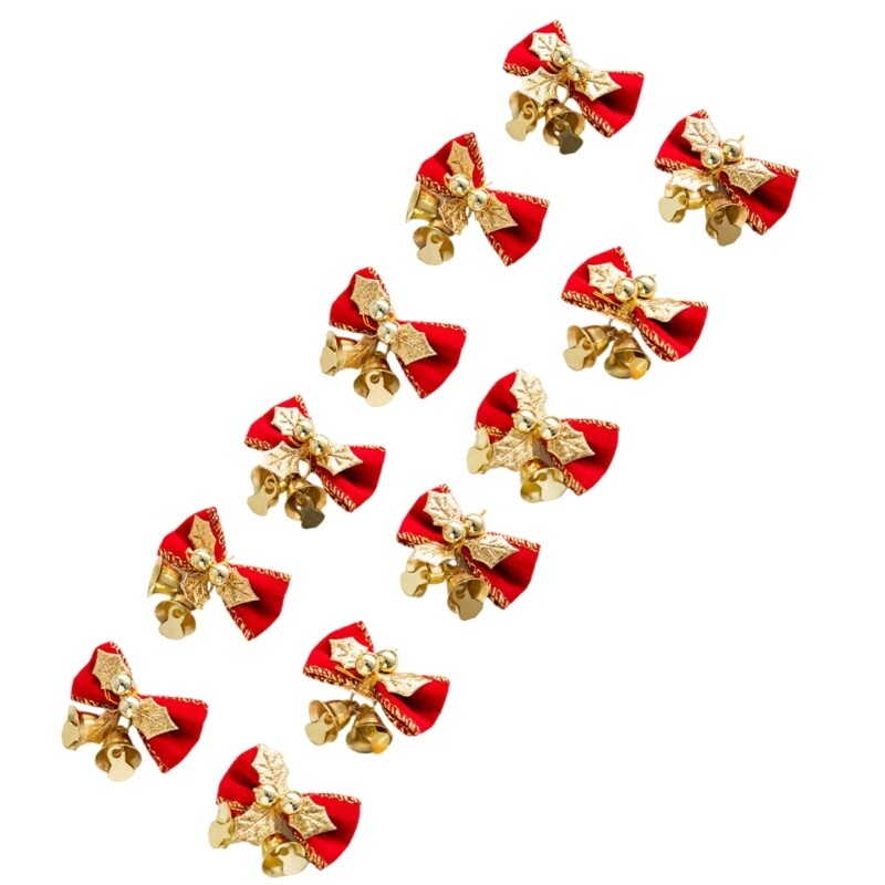 Božićne mašne sa zvončićima od 12 komada Ukrasi s mašnama za božićno drvce za ukrase za božićne vijence Pokloni zamatanje obrta