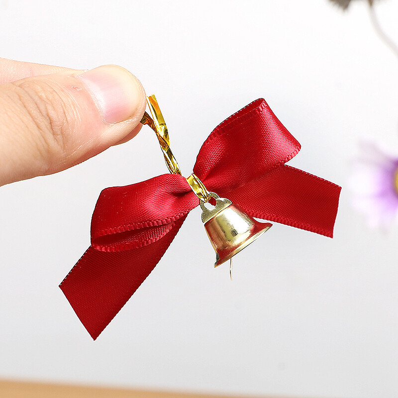 10gb Ziemassvētku rotājumi Bowknot Zvani Kuloni Ziemassvētku Jaungada dāvanu kastīte Iepakojums Dekors Sarkanie Loki Ziemassvētku Eglīte Mājas Noformējums