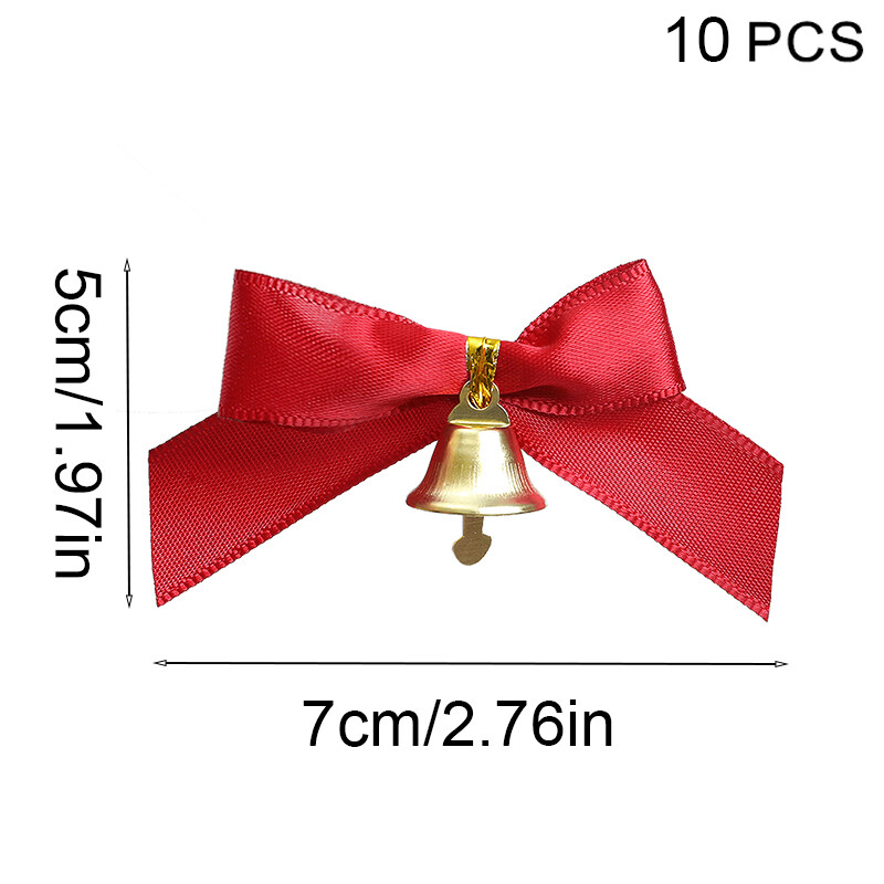 10gb Ziemassvētku rotājumi Bowknot Zvani Kuloni Ziemassvētku Jaungada dāvanu kastīte Iepakojums Dekors Sarkanie Loki Ziemassvētku Eglīte Mājas Noformējums