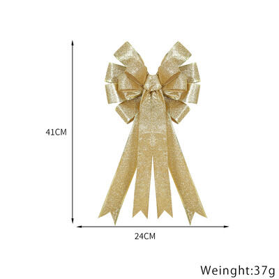 40*24cm Διπλή στρώση Μεγάλο Χριστουγεννιάτικο Φιόγκο Χριστουγεννιάτικο Δέντρο Φιόγκος με Glitter Gold Edge Decor για Xmas Door MapleLeaf Bow Deco