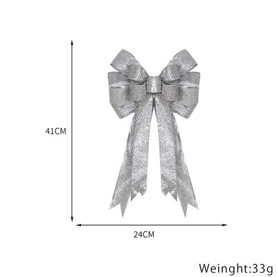 40*24cm Διπλή στρώση Μεγάλο Χριστουγεννιάτικο Φιόγκο Χριστουγεννιάτικο Δέντρο Φιόγκος με Glitter Gold Edge Decor για Xmas Door MapleLeaf Bow Deco
