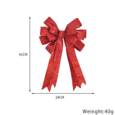 40*24cm Διπλή στρώση Μεγάλο Χριστουγεννιάτικο Φιόγκο Χριστουγεννιάτικο Δέντρο Φιόγκος με Glitter Gold Edge Decor για Xmas Door MapleLeaf Bow Deco