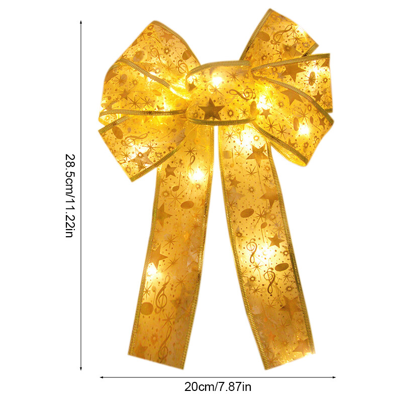 Karácsonyfa LED-es fényű masnis szalag karácsonyi díszek otthoni fa tetejére függő díszek 2025 újévi buli barkács ajándékok kézműves