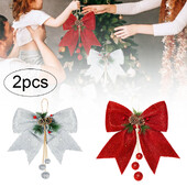 2db Határon átnyúló új karácsonyi medálok nagy gyöngyház pamut masni karácsonyfadíszek arany rózsaszín fenyőtoboz masni függesztők