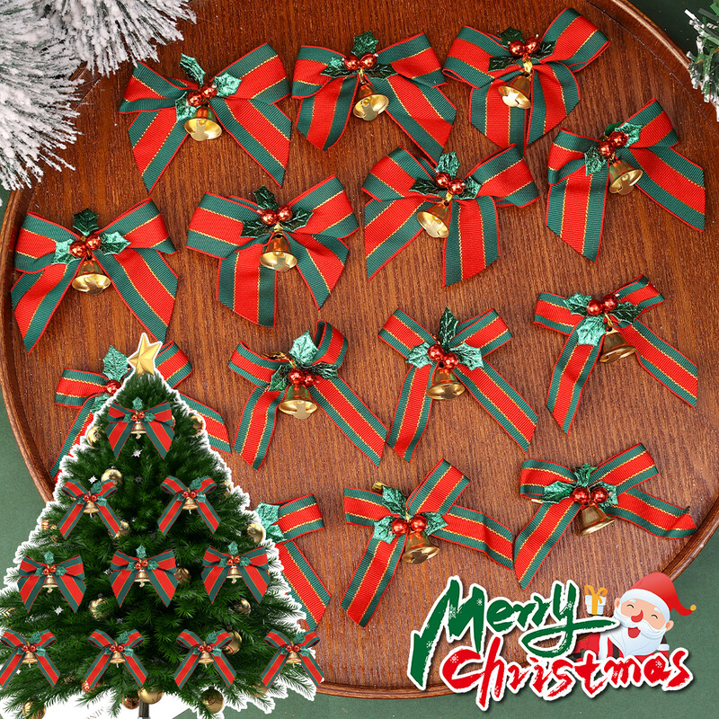 Kalėdų juostelės lankelis pakabukas raudonas žalias poliesterio lankeliai varpelio kabantys papuošalai namo Naujųjų metų vakarėliui Vestuvių „pasidaryk pats“ dekoravimo reikmenys