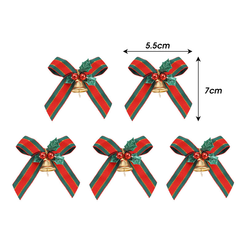 Kalėdų juostelės lankelis pakabukas raudonas žalias poliesterio lankeliai varpelio kabantys papuošalai namo Naujųjų metų vakarėliui Vestuvių „pasidaryk pats“ dekoravimo reikmenys