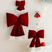 Craciun, catifea rosie mare, pandantiv pentru brad de Craciun, fundita rosie, decorare pentru nunta de Craciun, ornamente pentru casa din fata, pandantiv cu fundita