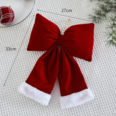 Craciun, catifea rosie mare, pandantiv pentru brad de Craciun, fundita rosie, decorare pentru nunta de Craciun, ornamente pentru casa din fata, pandantiv cu fundita