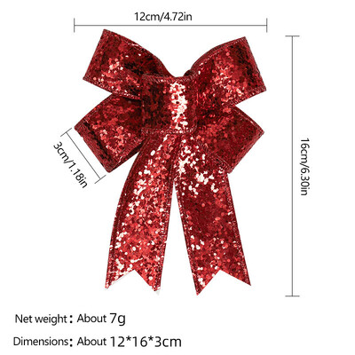 10/20 db karácsonyi masni karácsonyfadísz flitter masni nappali hálószoba piros masni háttér dekoráció ünnepi parti