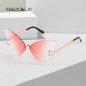 CRIXALIS Ochelari de soare cu fluture, fără rame, pentru femei, 2024, la modă, vintage, de designer, ochelari de soare pentru femei, lentile anti-UV, nuanțe de gradient