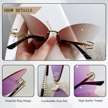 Γυναικεία γυαλιά ηλίου CRIXALIS Fashion Rimless Butterfly 2024 Μοντέρνα γυαλιά ηλίου vintage σχεδιαστών Γυναικεία αποχρώσεις ντεγκραντέ φακού κατά της υπεριώδους ακτινοβολίας