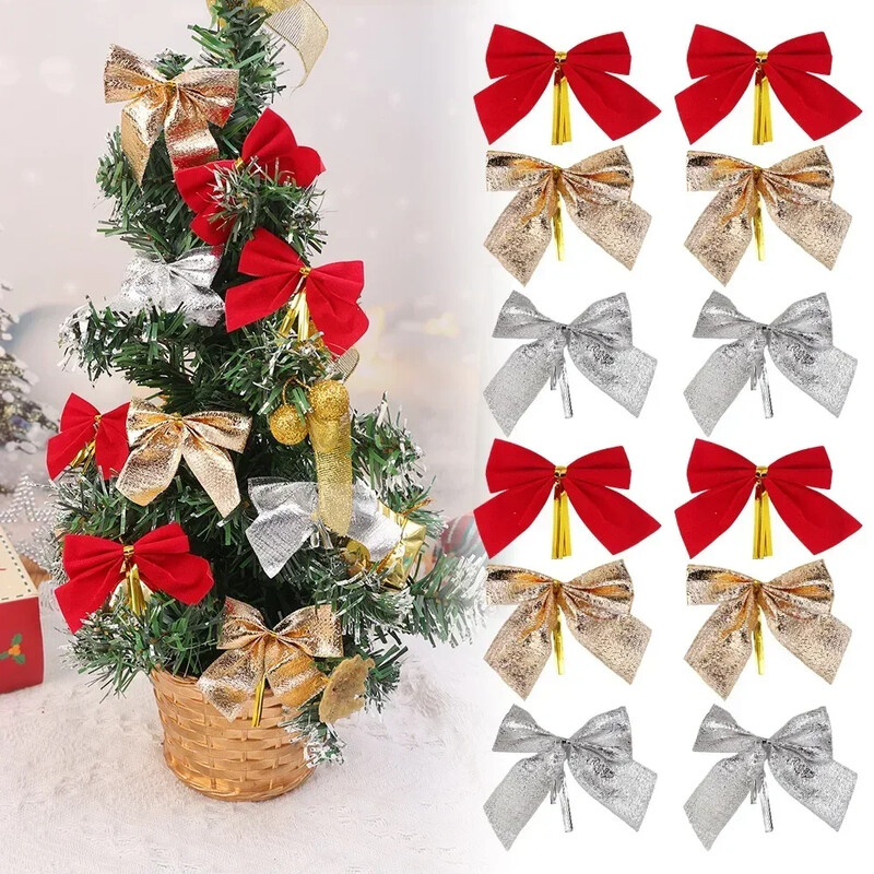 12/120 vnt Kalėdų lankelis, mini raudonas auksinis aksominis lankelis, pakabukas, papuoštas namų vakarėliui Kalėdų eglutė, vestuvių „pasidaryk pats“ amatų dekoravimo reikmenys