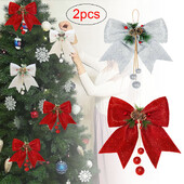 2 db nagy piros arany csillogó karácsonyi szalag masni karácsonyfadísz kézzel készített karácsonyi dísz