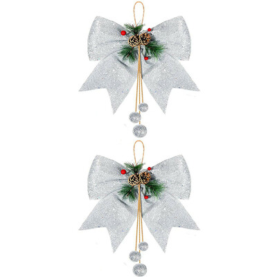 2 db nagy piros arany csillogó karácsonyi szalag masni karácsonyfadísz kézzel készített karácsonyi dísz