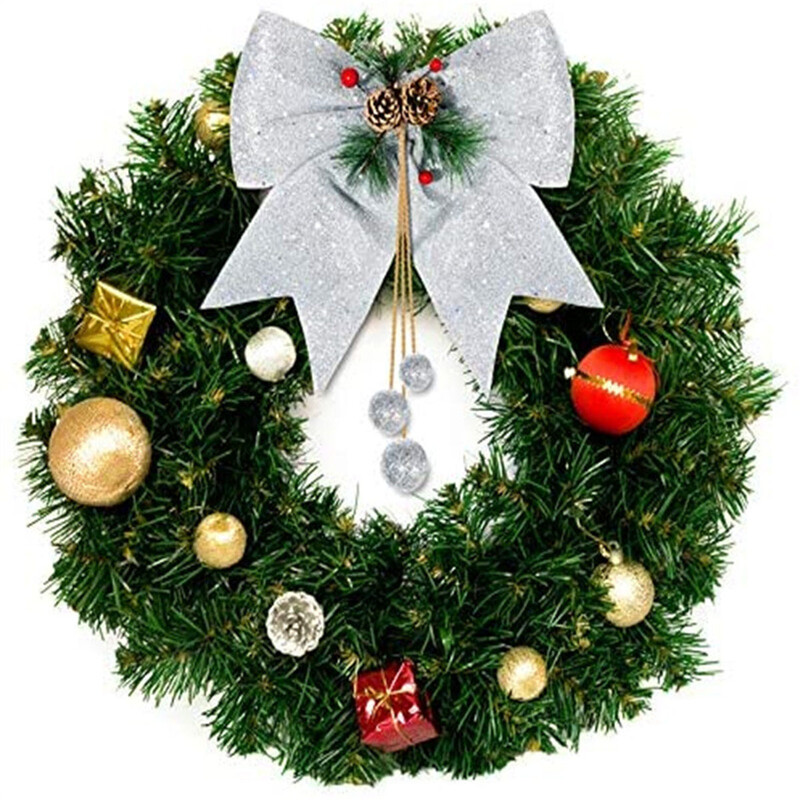 2 db nagy piros arany csillogó karácsonyi szalag masni karácsonyfadísz kézzel készített karácsonyi dísz