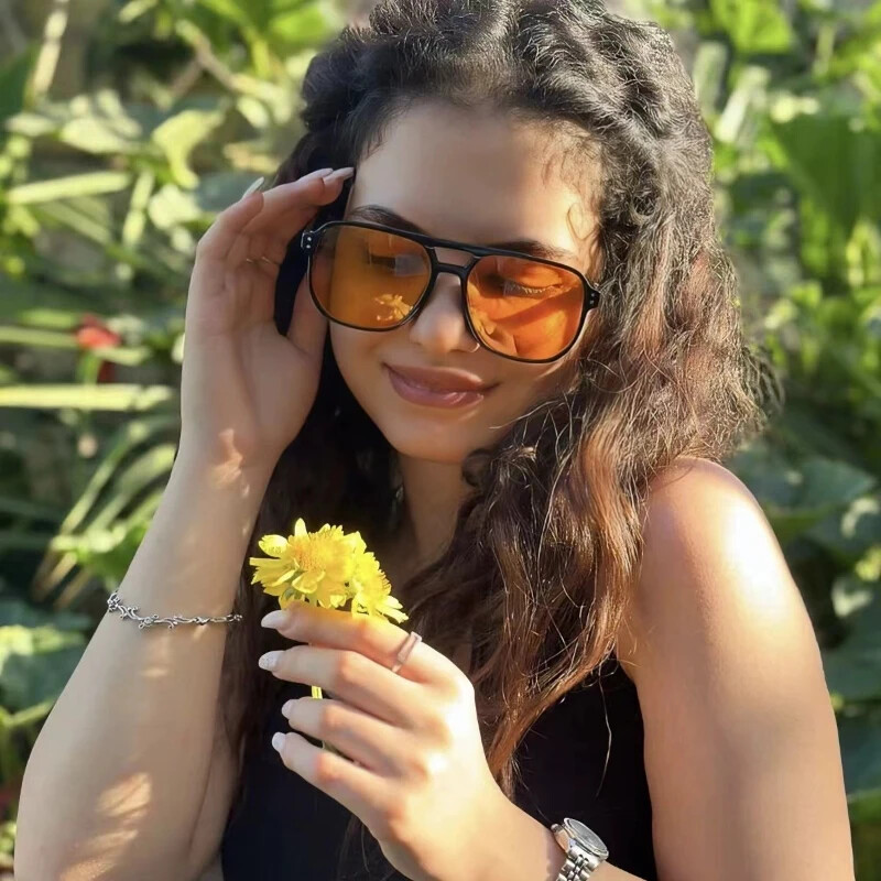 2024 Outdoor Ocean Slice Double Beam Napszemüveg Új Retro Jelly Color Női Négyzet Napszemüveg UV400 Szemvédő Szemüveg